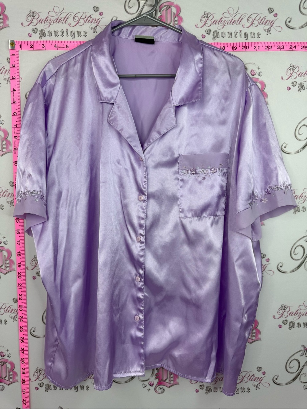 Penmans shirt vintage shiny Satin Button-Down Sleep Shirt - Lavender